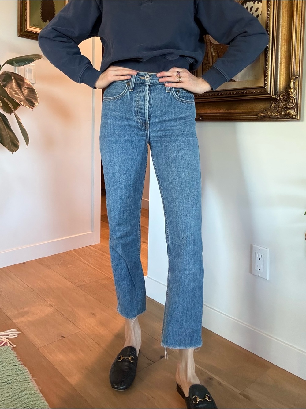 Re/Done High-Rise Boot Cut Crop Women’s Jeans - Blue